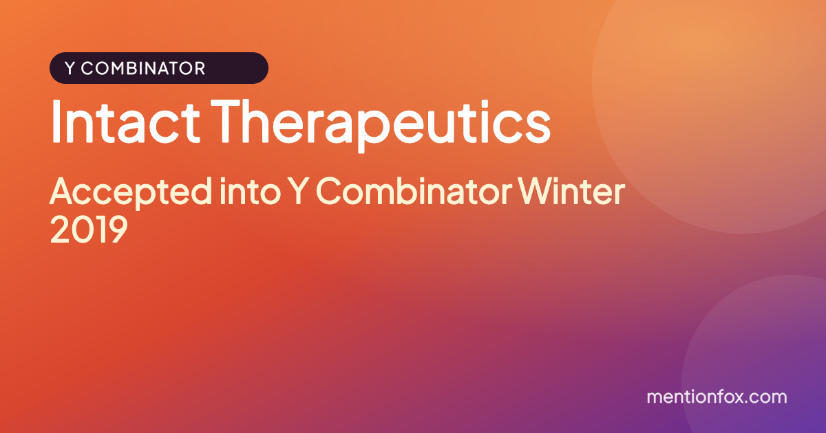 Intact Therapeutics: Accepted into Y Combinator Winter 2019