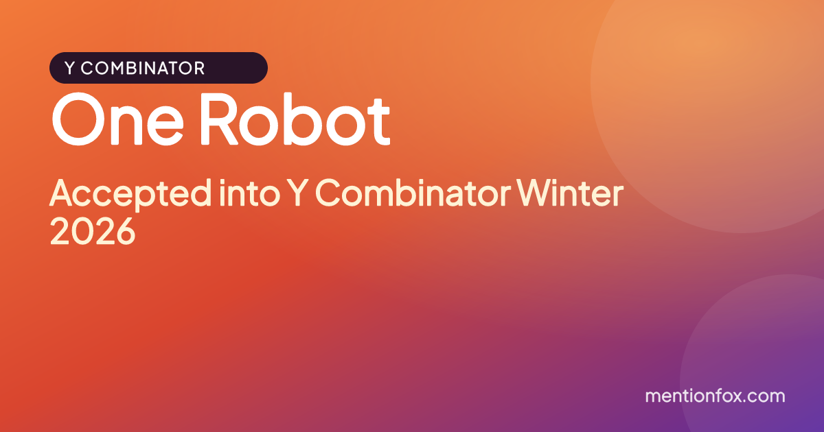 One Robot: Accepted into Y Combinator Winter 2026