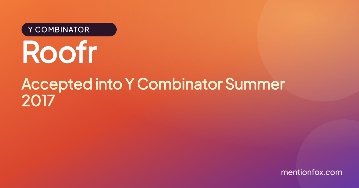 Roofr: Accepted into Y Combinator Summer 2017