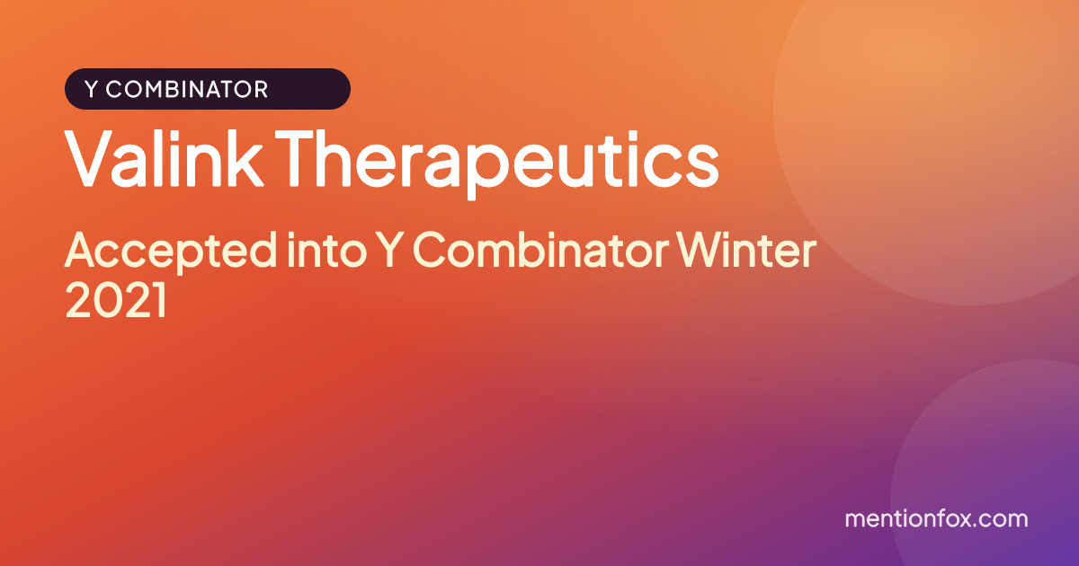 Valink Therapeutics: Accepted into Y Combinator Winter 2021