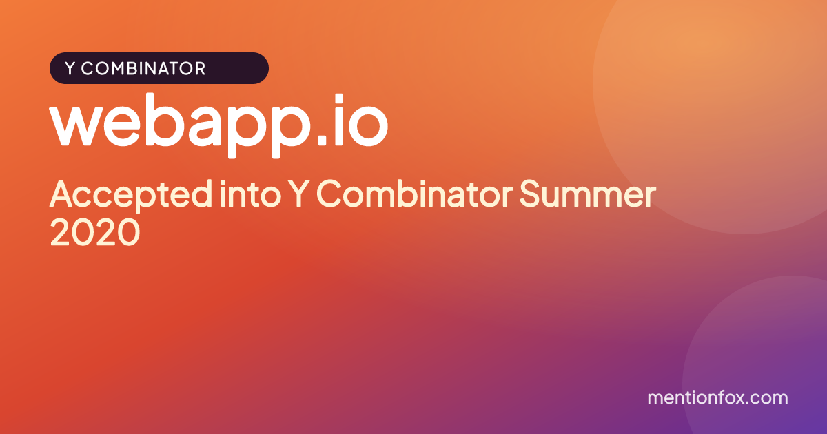 webapp.io: Accepted into Y Combinator Summer 2020