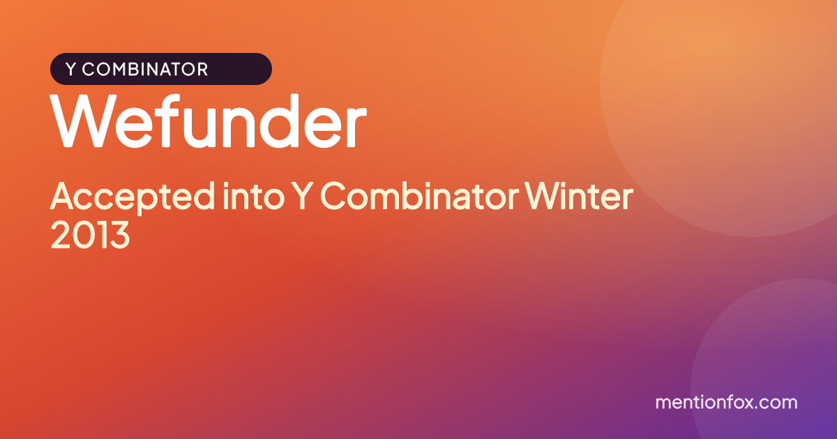 Wefunder: Accepted into Y Combinator Winter 2013