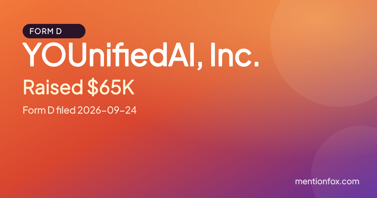 YOUnifiedAI, Inc.: Raised $65K, Form D filed 2026-09-24